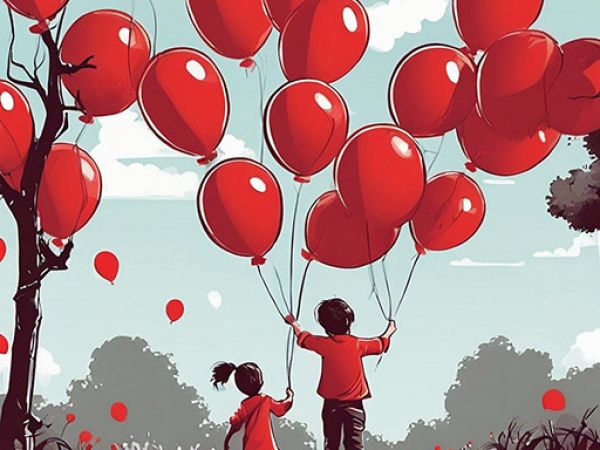 Enfant jouant avec des ballons